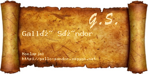 Galló Sándor névjegykártya
